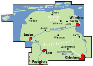 Blattschnitt Fahrradkarte Ostfriesland ADFC Regionalkarte